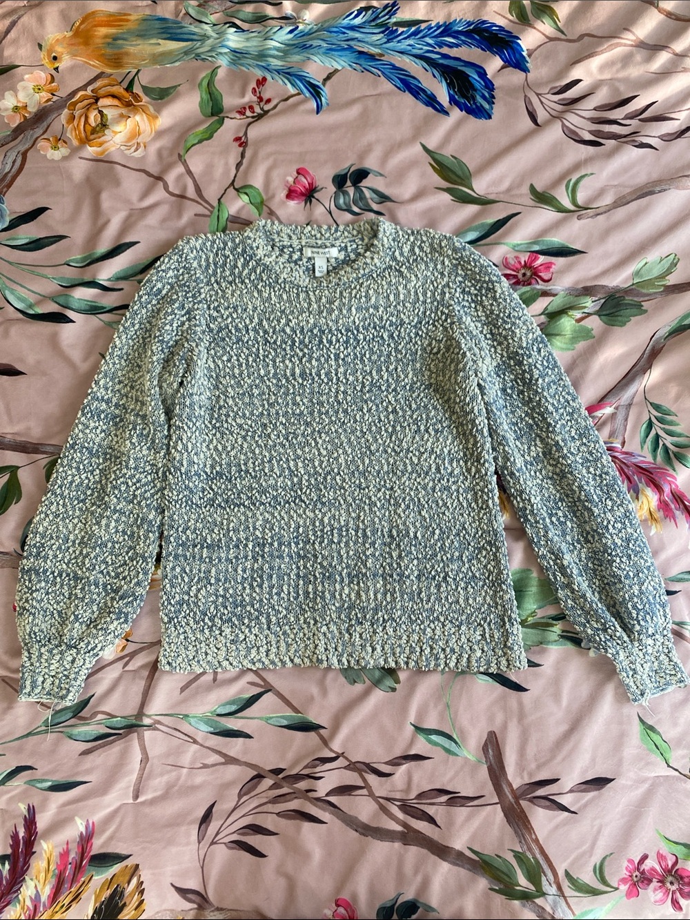 Light Blue Textured Crewneck Sweater